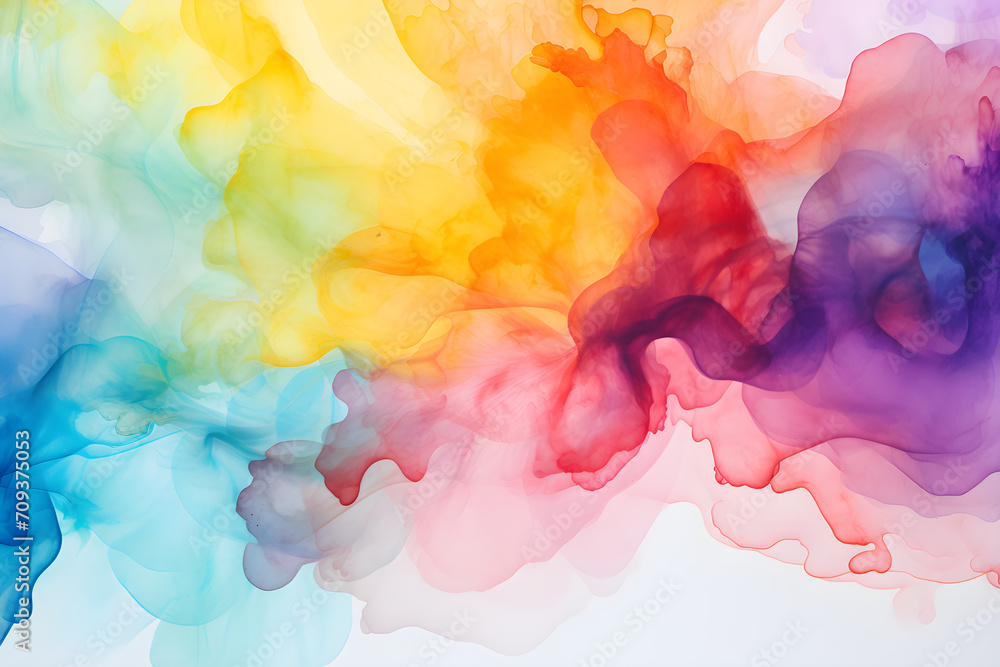 abstract colourful watercolour background with watercolor splashes isolated on white background