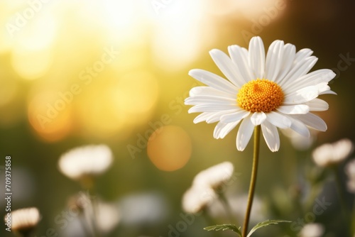 A close up of a daisy flower in a field. Copy-space, place for text. © tilialucida