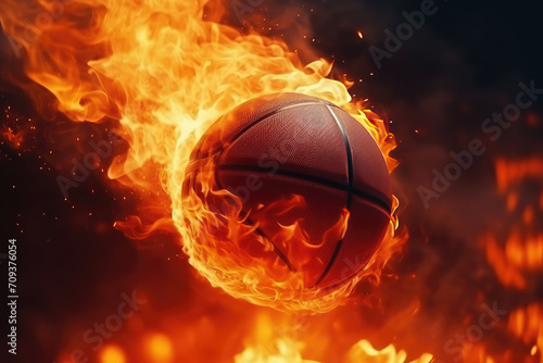 burning basketball ball © KirKam
