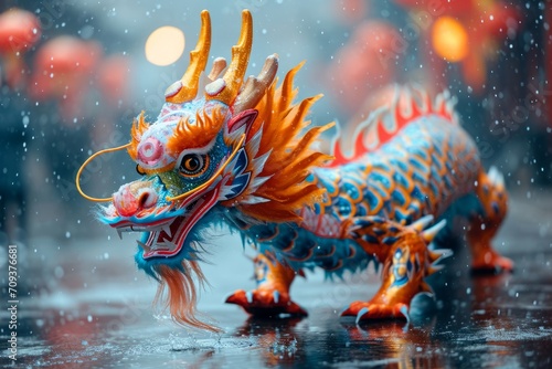 Colorful Chinese dragon figurine