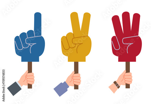 hand foam that shows the number according to the order of choice of presidential candidates in the general election