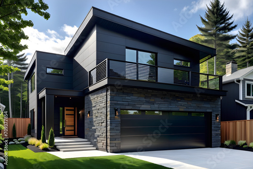 black Lavish New Home Awes with Sleek, Sumptuous Architecture photo