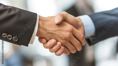 Two men handshaking after a successful deal. 