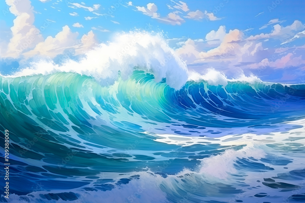 Majestic Ocean Wave under a Cloudy Sky Majestic Ocean Wave under a Cloudy Sky