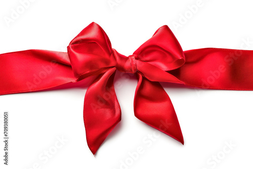 Elegant Red Satin Ribbon Bow Isolated on White