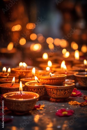 Festive Glow of Diya Candles diwali