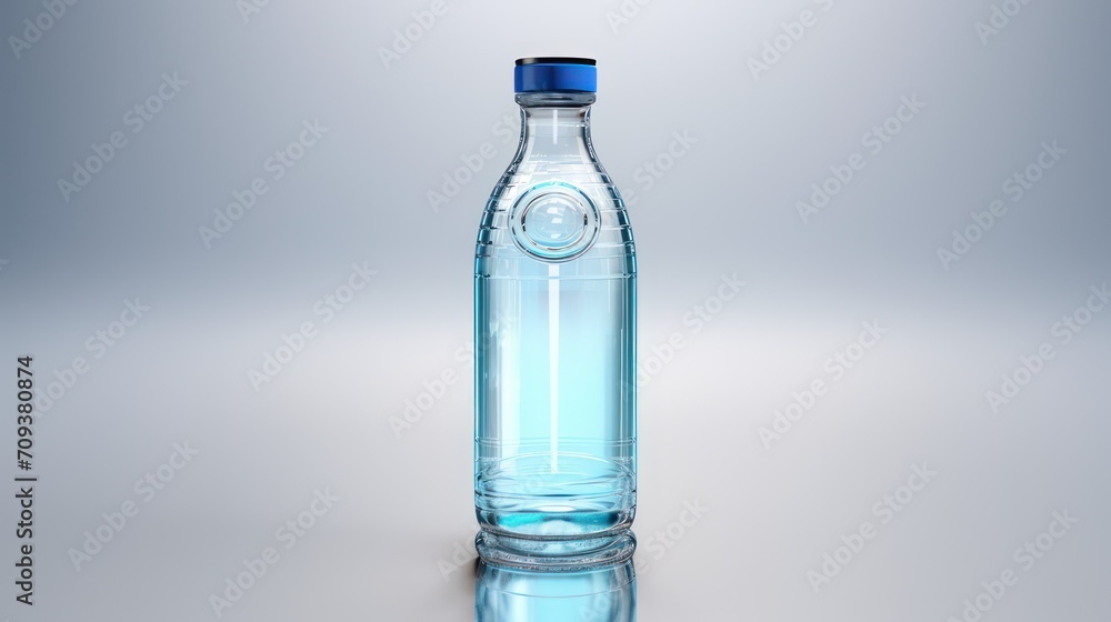 3D rendering design illustration of glass bottles or plastic bottles for clear mineral water drinks from natural mountains, without labels for customizable product mockup needs. 3D rendering design illustration of glass bottles or plastic bottles for clear mineral water drinks from natural mountains, without labels for customizable product mockup needs.