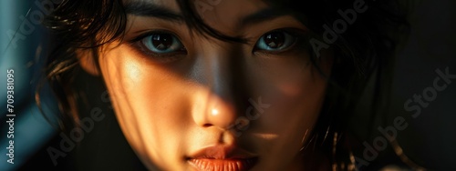 Asian Female Fearful Attractive Spacious Backdrop Generative AI