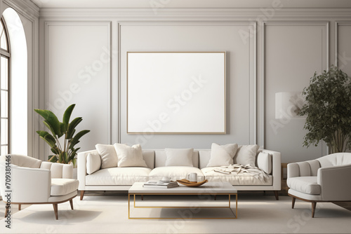  Blank white canvas empty in a luxury living room