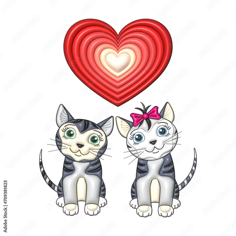 Cat vector illustration. The illustration is done by hand in a cartoon style. 3D sticker. Cat vector illustration. The illustration is done by hand in a cartoon style. 3D sticker.