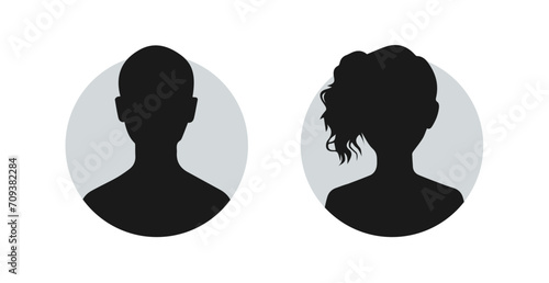 Avatar female male icon silhouette. Head profile user face anonymous person portrait illustration. Avatar circle icon vector icon.