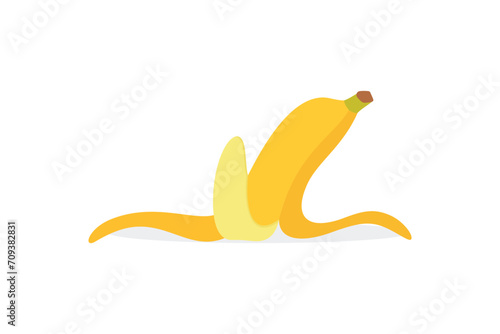 Banana peel isolated on white background. design theme of littering. flat style design. vector illustration