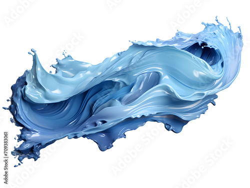 Blue Paint Brush Isolated on Transparent Background. Blue Dye