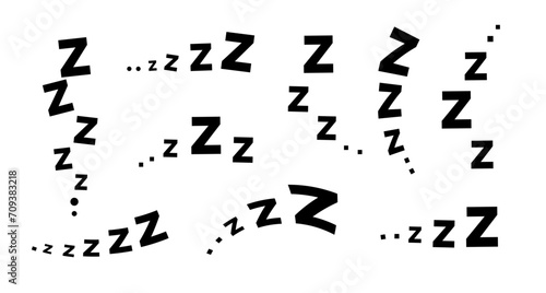 Zzz sleep snore text doodle. Vector snore zzz sleep dream comic cartoon sweet night design graphic.