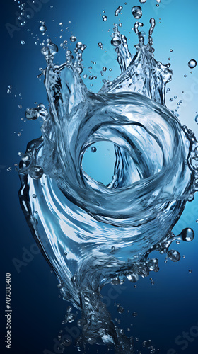water swirl splash isolated on blue