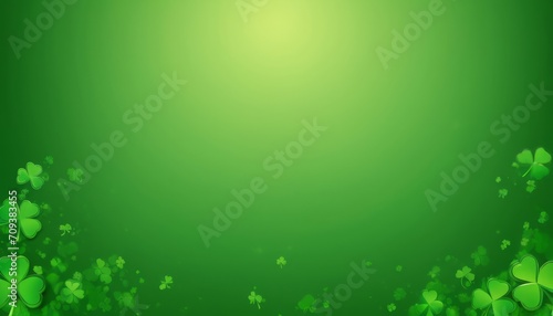 Green abstract St Patricks day horizontal background with sparkling shamrock shapes, Green clover leaves , 17 march holiday concept., wallpaper banner