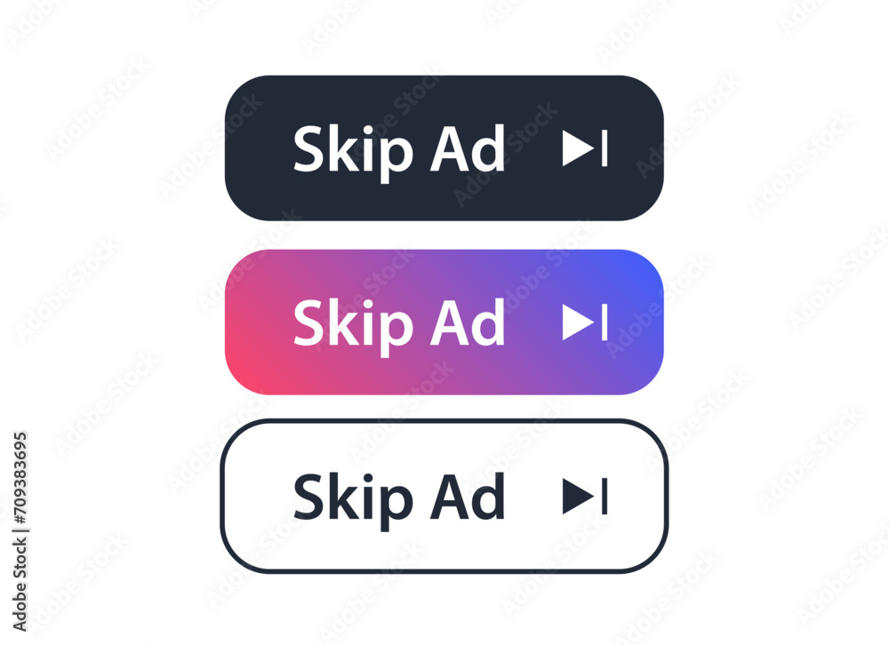 Skip ads button icon. Stop video ad logo symbol background. Online ad marketing stop sign. Skip ads button icon. Stop video ad logo symbol background. Online ad marketing stop sign.