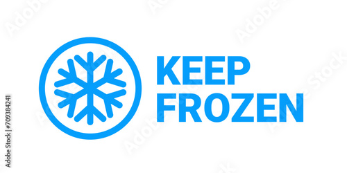 Keep frozen vector logo illustration. Frozen product label badge pictogram. Winter frozen food symbol sticker packaging.