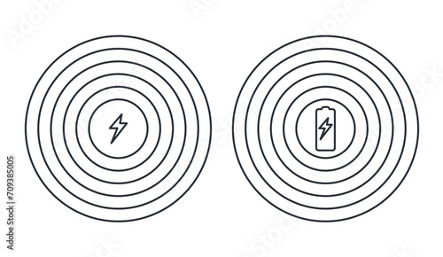 Wireless fast charging icon concept logo. Phone wireless charge electric lightning connection symbol icon.