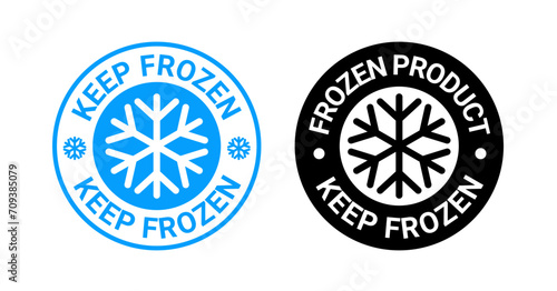 Keep frozen vector logo illustration. Frozen product label badge pictogram. Winter frozen food symbol sticker packaging.