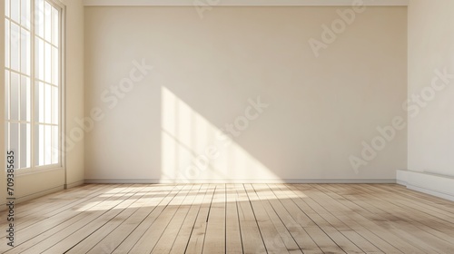 Empty white room with wooden floor. photo