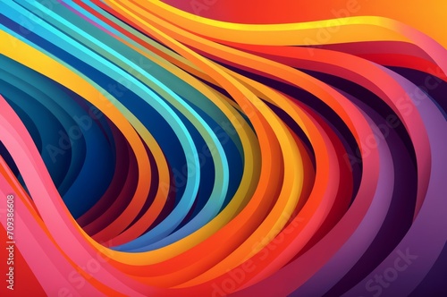 An abstract 3D rendering of colorful waves. There are vibrant lines in red  orange  yellow  and blue  creating a dynamic and playful atmosphere.