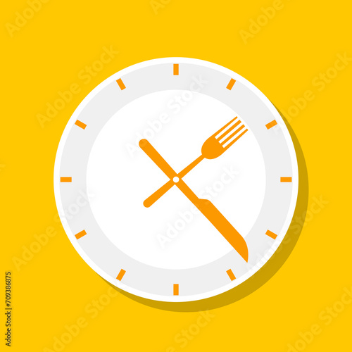 Dining Time Concept with Plate and Cutlery Clock