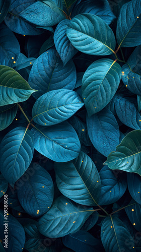 Wallpaper Mural Beautiful dark background of blue leaves. Top view. Torontodigital.ca