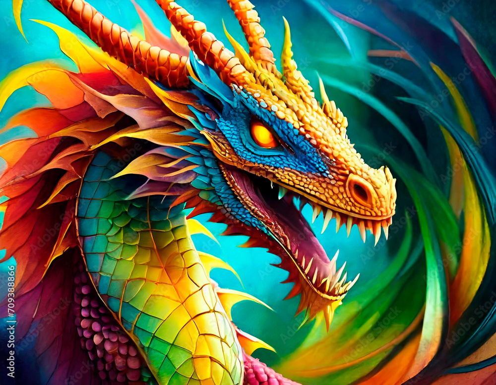 chinese dragon head, close up, bold and vibrant colors, anime cartoon style chinese dragon head, close up, bold and vibrant colors, anime cartoon style