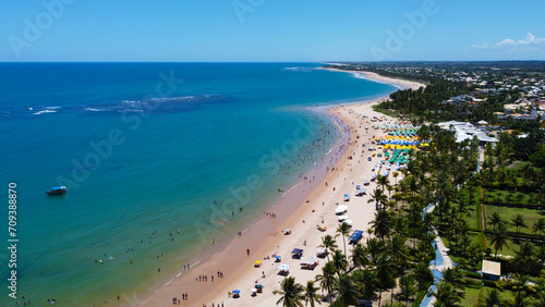 Tableau sur toile Aerial View of Garajuba's Beach, Bahia, Brazil