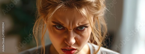 Caucasian Female Angry Attractive Setting With Copyspace Generative AI