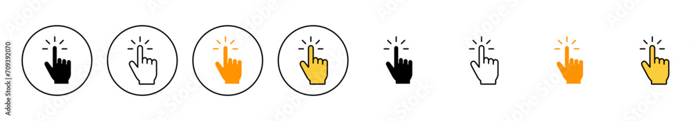 Hand cursor icon set vector. cursor sign and symbol. hand cursor icon clik Hand cursor icon set vector. cursor sign and symbol. hand cursor icon clik