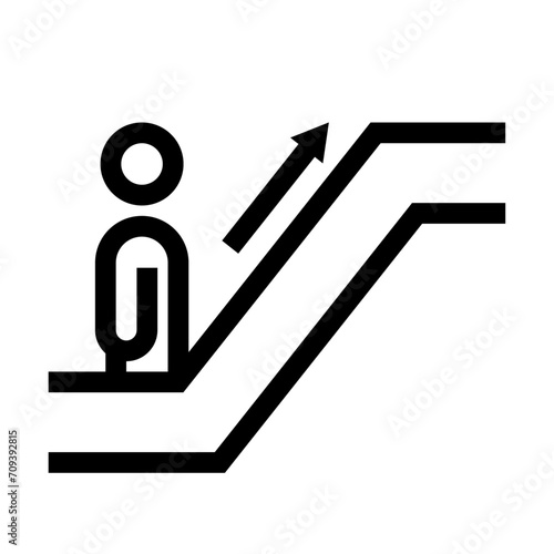 Icono de escalera eléctrica. Ascenso automático, subir, escalera en movimiento. Ilustración vectorial
