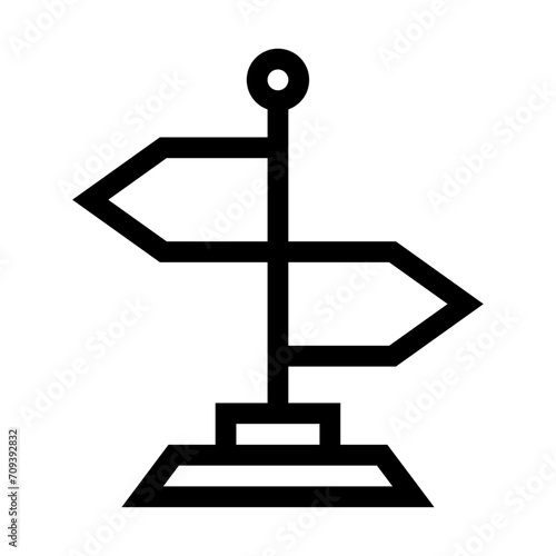 Icono de señalización de direcciones. Orientación, guía de destinos, seguir. Ilustración vectorial