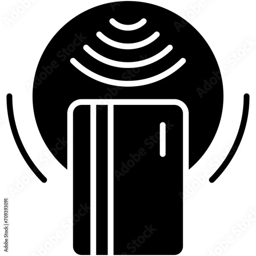 Contactless Payment Icon. NFC Card Pay Pictogram Graphic Illustration. Isolated Simple Solid Icon For Infographic, App and Web Button.