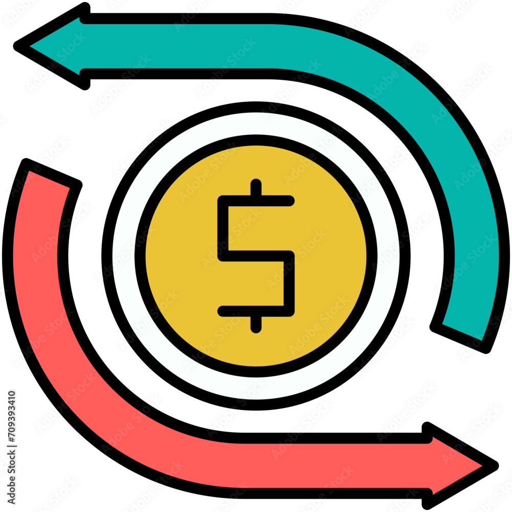 Refund Icon. Money Cash Return Pictogram Graphic Illustration. Isolated Simple Filled Line Icon For Infographic, App and Web Button. Refund Icon. Money Cash Return Pictogram Graphic Illustration. Isolated Simple Filled Line Icon For Infographic, App and Web Button.