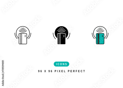 Contactless Payment Icon. NFC Card Pay Pictogram Graphic Illustration. Isolated Simple Line Icon For Infographic, App and Web Button.