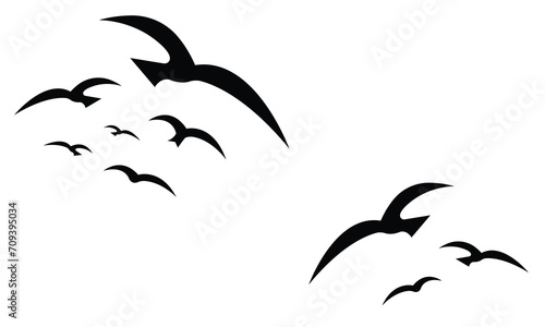 flock of birds flying silhouette	