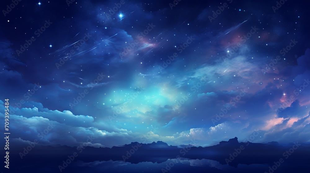 Blue Sky Night created with Generative AI Technology, ai, generative Blue Sky Night created with Generative AI Technology, ai, generative