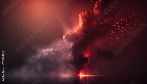An abstract red background with smoke and fog. 