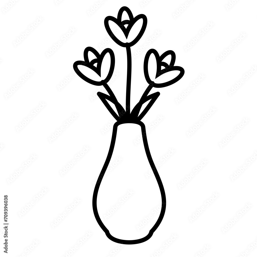 Flower in pot lines style vector illustration Flower in pot lines style vector illustration