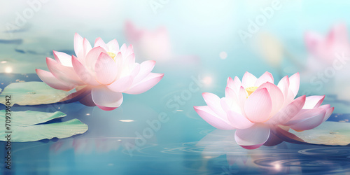 Tranquil Lotus: Serene Water Blooming in a Calm Lake, a Beautiful Floral Reflection of Nature's Elegance