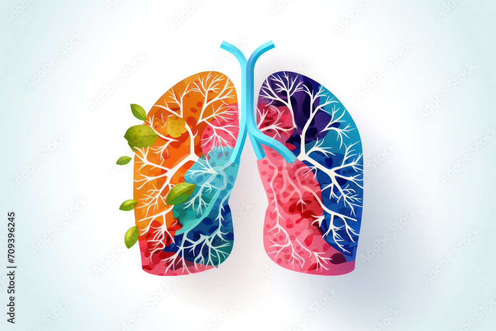Respiratory Health: Anatomical Illustration of Human Lungs - Breath of Life - obrazy, fototapety, plakaty 