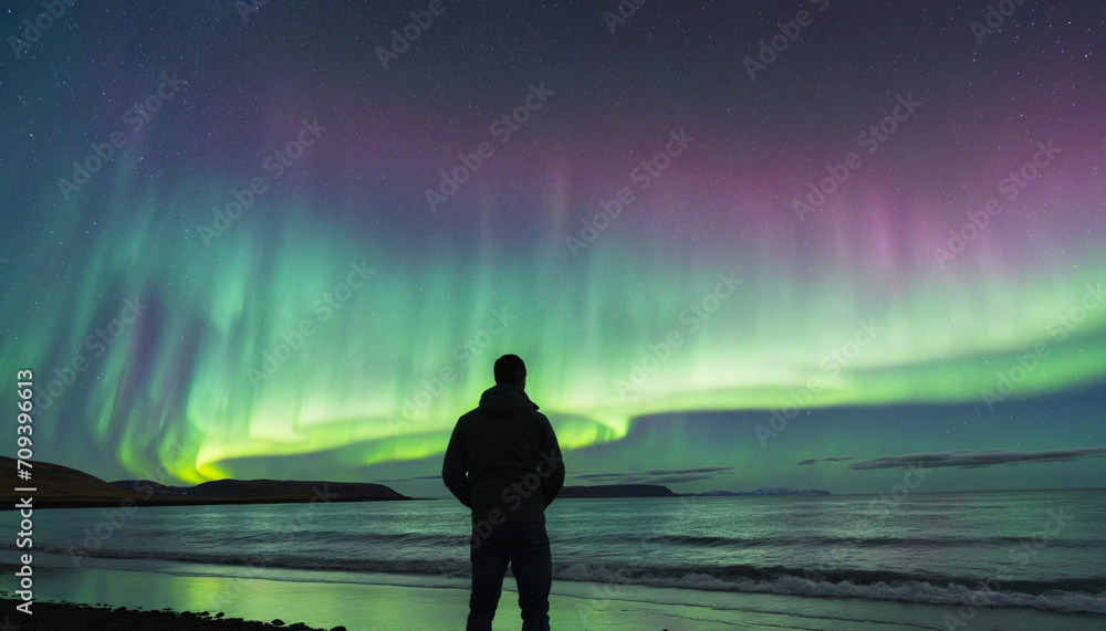 The Northern Lights Reflected Man