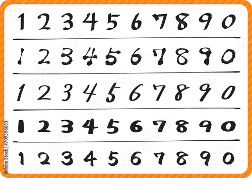 手書きの数字5種類セット