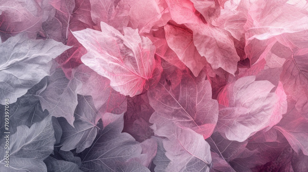 Fototapeta premium Ethereal pink and gray toned leaves for artistic backgrounds