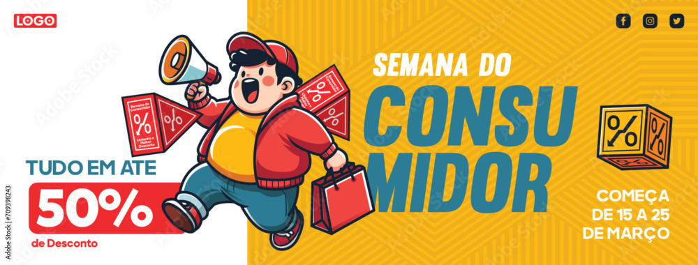 Digital banner design for customer week advertising in Brazilian Portuguese