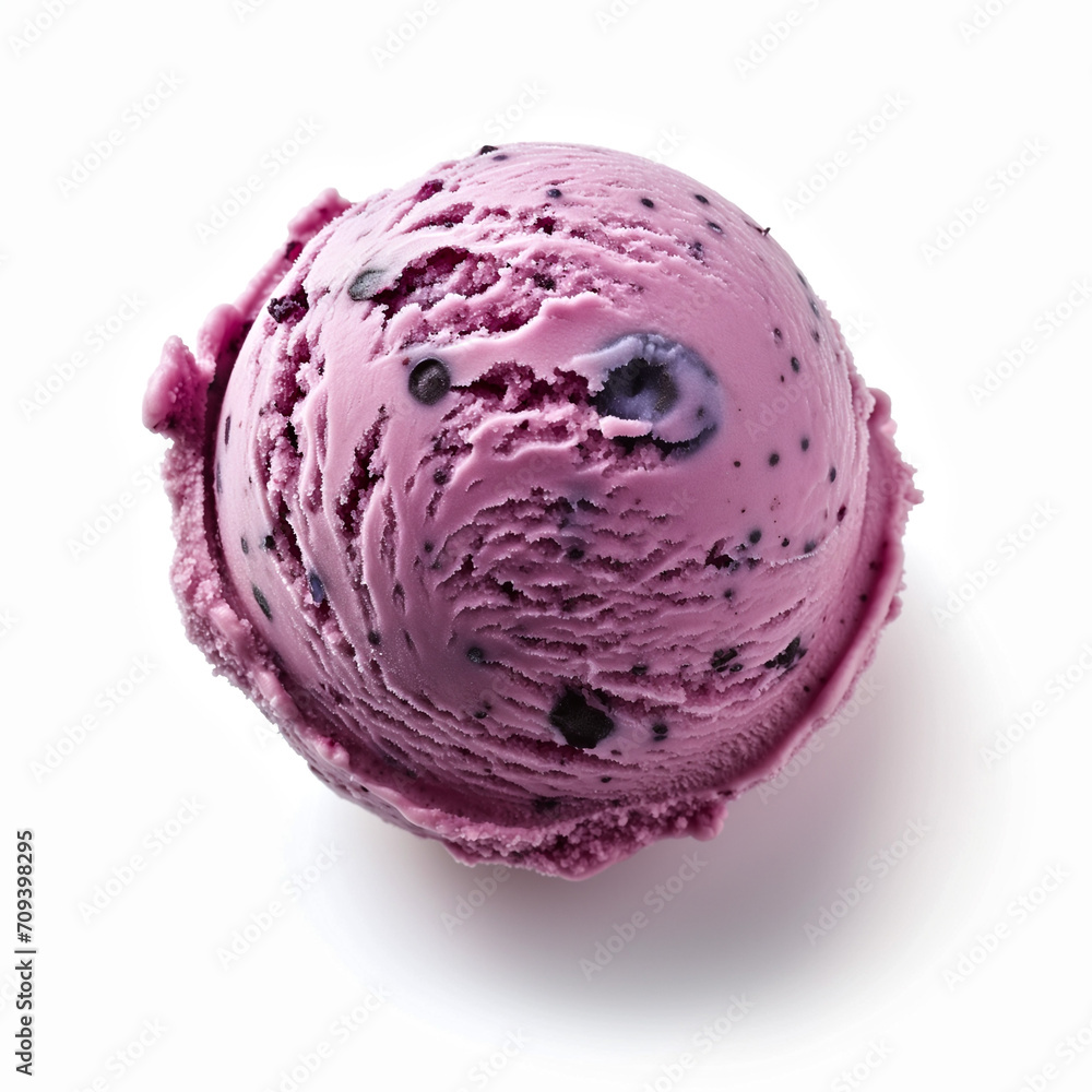 Blueberry ice cream isolated on white Blueberry ice cream isolated on white