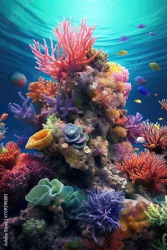 Beautiful coral reef. Underwater scene with fish, sea corals. Travel, recreation, snorkeling. © Виктория Попова