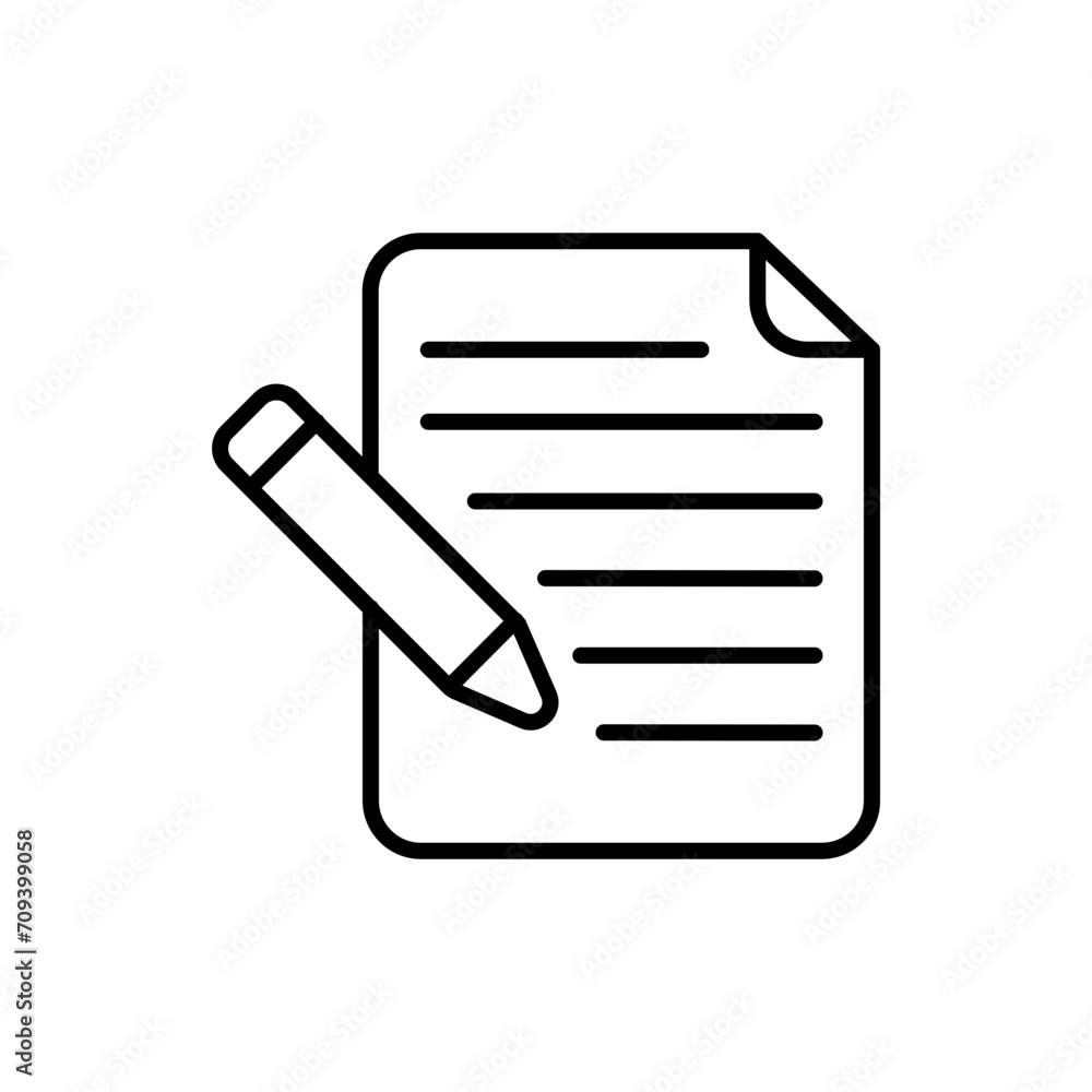 Writing document outline icons, minimalist vector illustration ,simple transparent graphic element .Isolated on white background